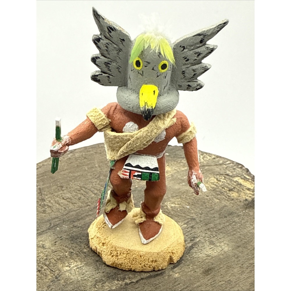 Miniature Hopi Owl Mongwa Katsina Kachina Doll Paul Coochyamptewa Signed 2.5"
